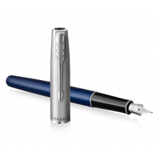 派克 PARKER SONNET 卓爾入門系列 金屬緞面藍白夾 墨水筆